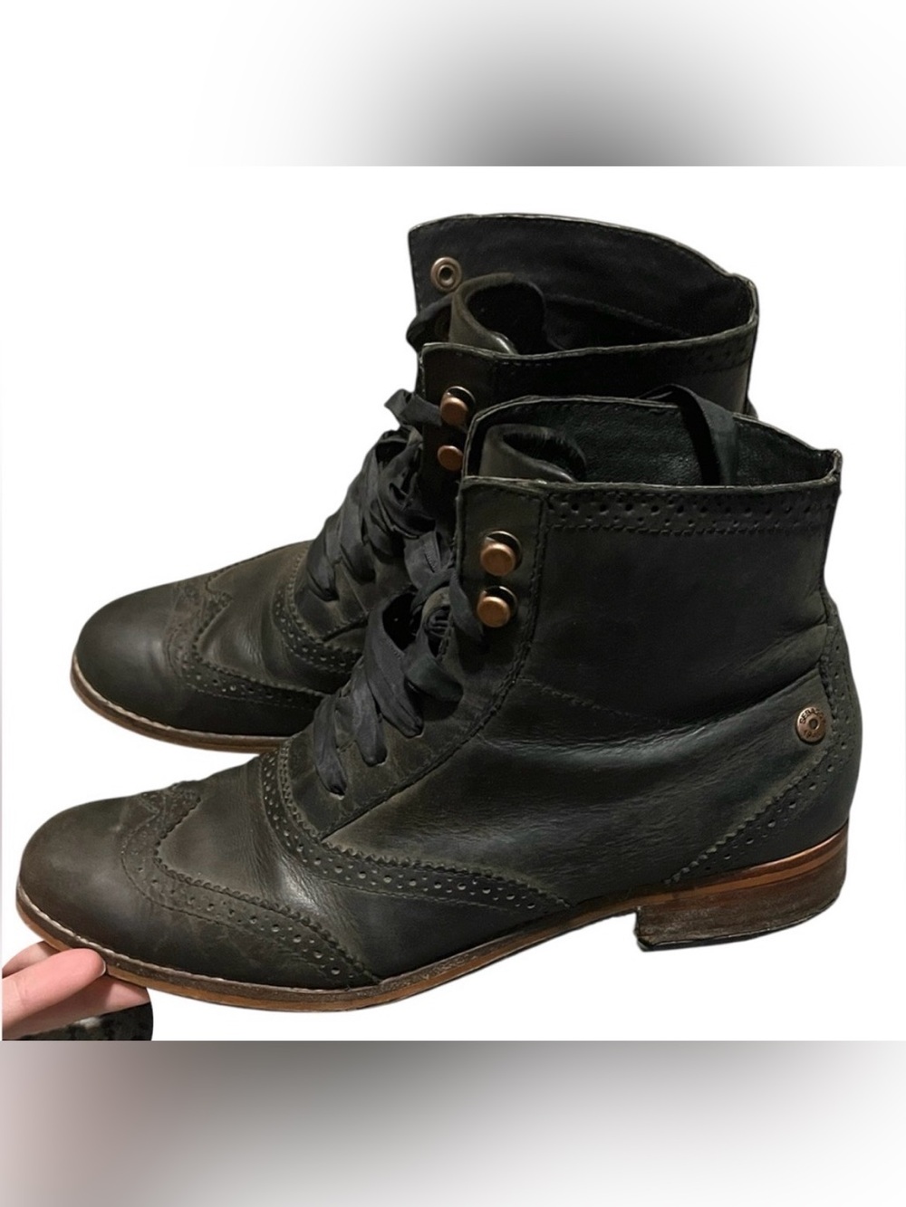 Sebago women’s claremont wingtip leather booties black size 8M - Picture 5 of 11